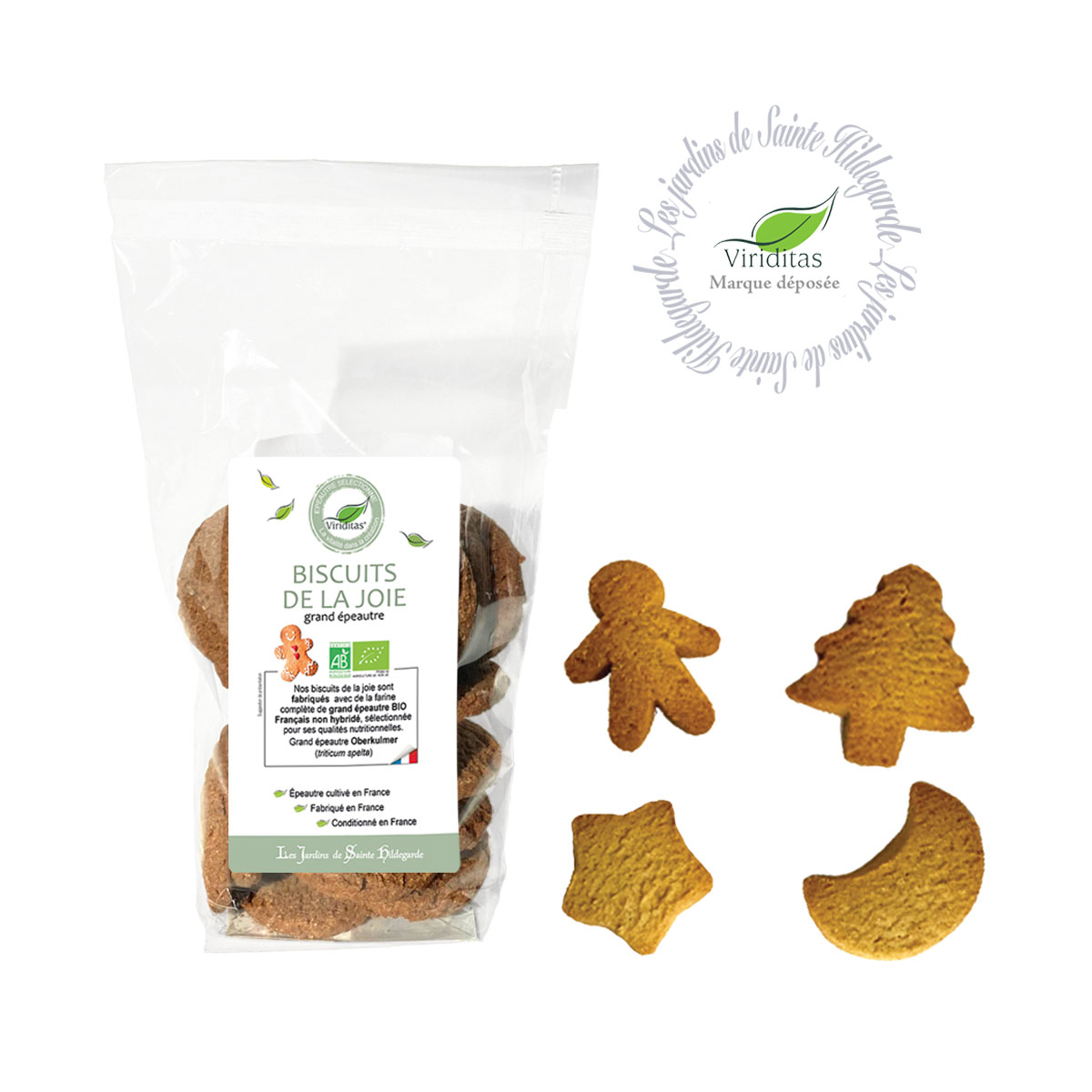 00036B-biscuit-joie-grand-epeautre-bio-forme-Noel-200g GRAND ÉPEAUTRE BISCUITS DE LA JOIE 200 G* Non croisé avec du blé (non hybridé). Variété Oberkülmer- Triticum spelta * Issu de l'agriculture biologique- forme Noel