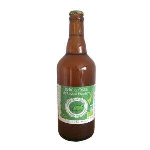 Bière blonde de grand épeautre bio, bouteille de 75cl. Épeautre non croisé avec du blé (non hybridé) - Variété 'OBERKULMER'- Triticum spelta * issu de l'agriculture biologique - Origine France. Recommandé par sainte Hildegarde de Bingen