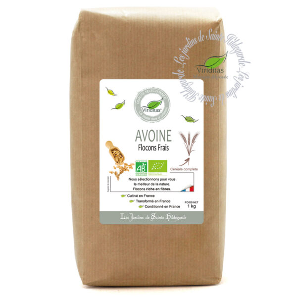 Flocons d'avoine bio. Paquet 1Kg.