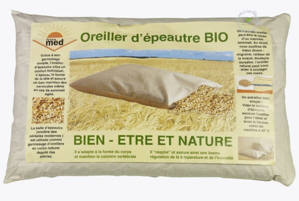 OREILLER ADULTE EN BALLES D'ÉPEAUTRE BIO PURIFIÉES