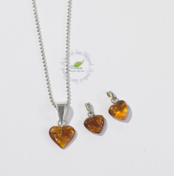 AMBRE VÉGÉTAL PENDENTIF COEUR