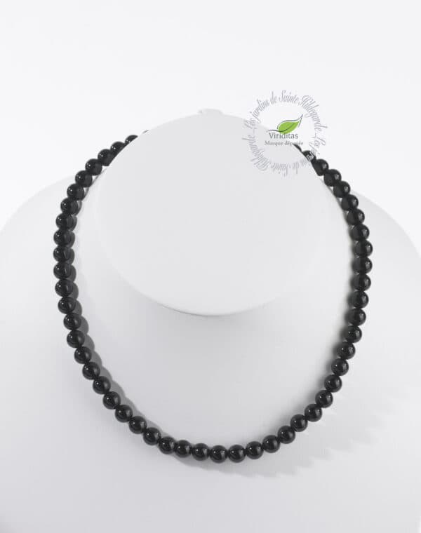 ONYX NOIR COLLIER BOULES 8 MM