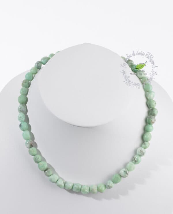 CHRYSOPRASE COLLIER PIERRES POLIES