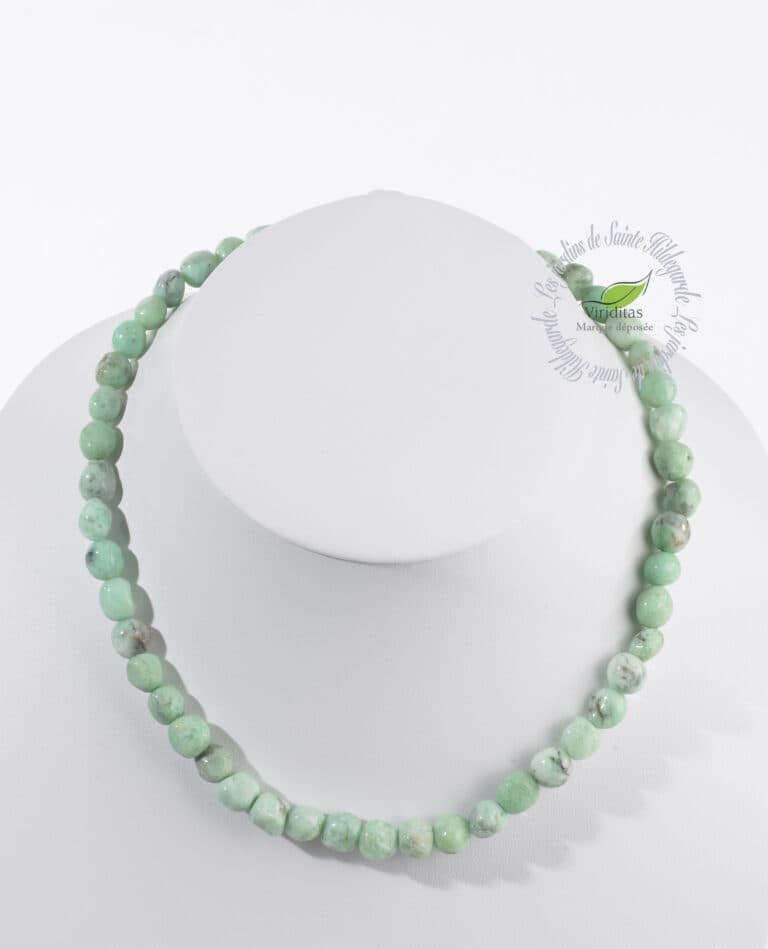 CHRYSOPRASE COLLIER PIERRES ROULEES 42CM Les Jardins de SainteHildegarde
