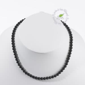 ONYX NOIR COLLIER BOULES 6 MM