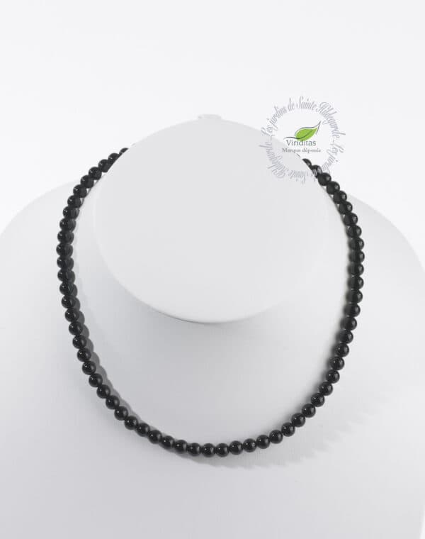 ONYX NOIR COLLIER BOULES 6 MM