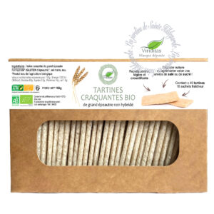 TARTINES CRAQUANTES DE GRAND ÉPEAUTRE* 150G - Variété Oberkülmer - Triticum spelta Non croisé avec du blé (non hybridé)