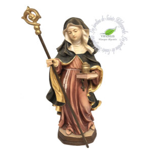 Statue de sainte Hildegarde en bois d'érable peinte à la main, 23cm