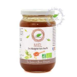 miel de châtaignier bio Origine France, non chauffé. Pot de 450g net