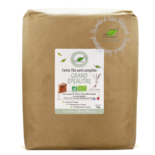 FARINE T80 GRAND ÉPEAUTRE BIO Non croisé avec du blé (non hybridé) sachet de 5kg - Variété OBERKULMER- Triticum spelta * issu de l'agriculture biologique Origine France. GRAIN DE GRAND ÉPEAUTRE* BIO sachet de 1KG * Non croisé avec du blé (non hybridé) - Variété 'OBERKULMER'- Triticum spelta * issu de l'agriculture biologique - Origine France. Recommandé par sainte Hildegarde de Bingen