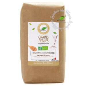 Grains perlés de petit épeautre italien bio, sachet de 1kg. Non croisé avec du blé (non hybridé) - variété SHRANK Triticum Dicoccum Origine Italie. Recommandé par sainte Hildegarde de Bingen