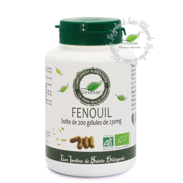 boîte de 200 gélules de fenouil doux, 230mg, recommandé par sainte Hildegarde de Bingen