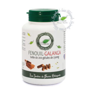 boîte de 200 gélules de fenouil-galanga rouge, 230mg, recommandé par sainte Hildegarde de Bingen