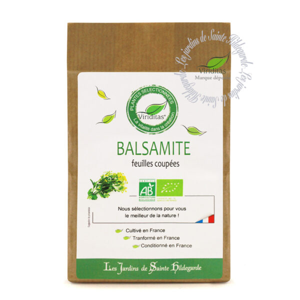 Feuilles coupées et séchées de balsamite bio, sachet de 50g, recommandé par sainte Hildegarde de Bingen