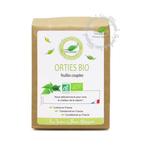 feuilles d'orties séchées bio, sachet de 50g, recommandé par sainte Hildegarde de Bingen