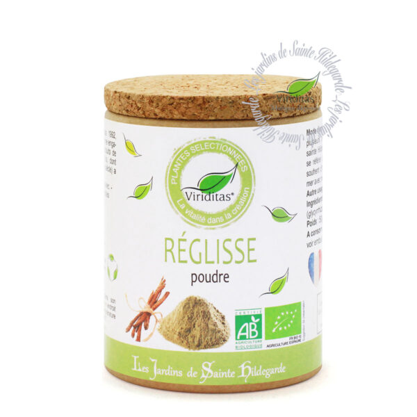 réglisse bio racine moulue, pot de 50g, recommandé par sainte Hildegarde de Bingen