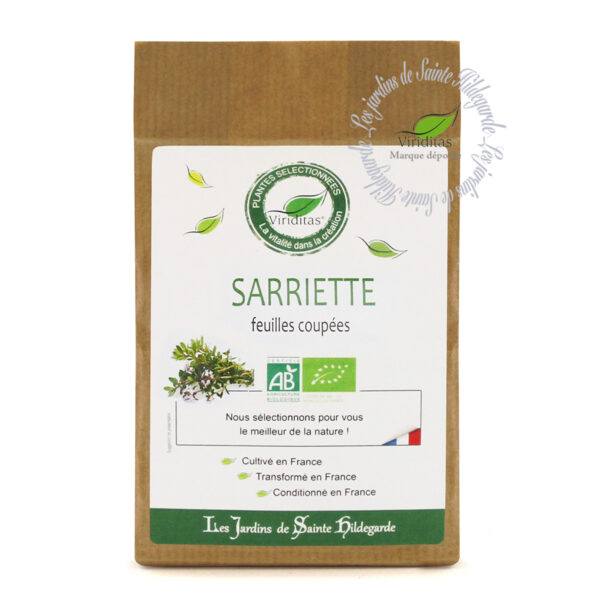 feuilles séchées de sarriette bio, sachet de 50g, recommandé par sainte Hildegarde de Bingen