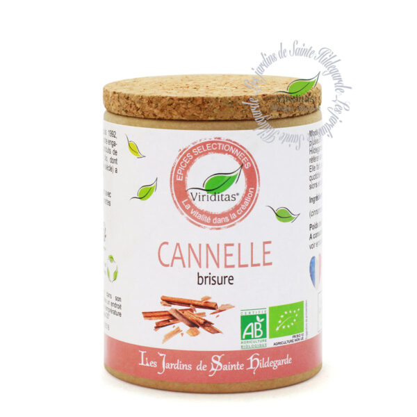 cannelle brisures bio, pot de 50g, recommandé par sainte Hildegarde de Bingen