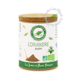 coriandre bio moulue, pot de 50g, recommandé par sainte Hildegarde de Bingen