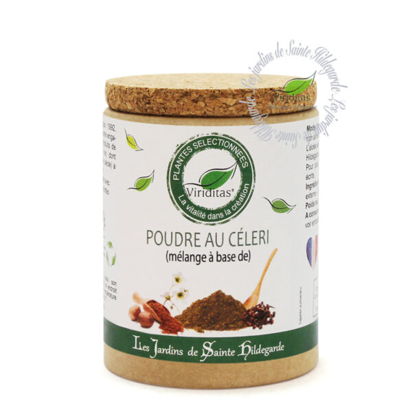 mélange de poudre au céleri, pot de 50g, recommandé par sainte Hildegarde de Bingen