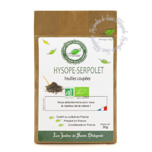 mélange hysope-serpolet feuilles séchées bio, sachet de 30g, recommandé par sainte Hildegarde de Bingen