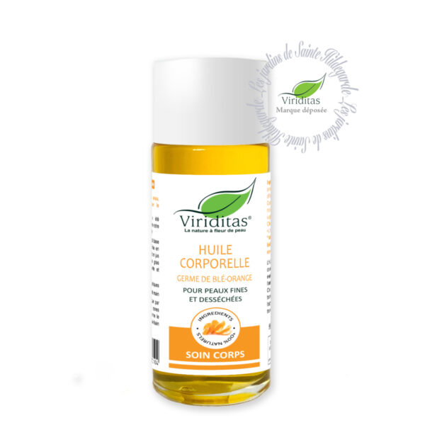 huile corporelle à l'orange et au germe de blé, pour nourrir et adoucir la peau - ingrédients 100% naturels - 125ml