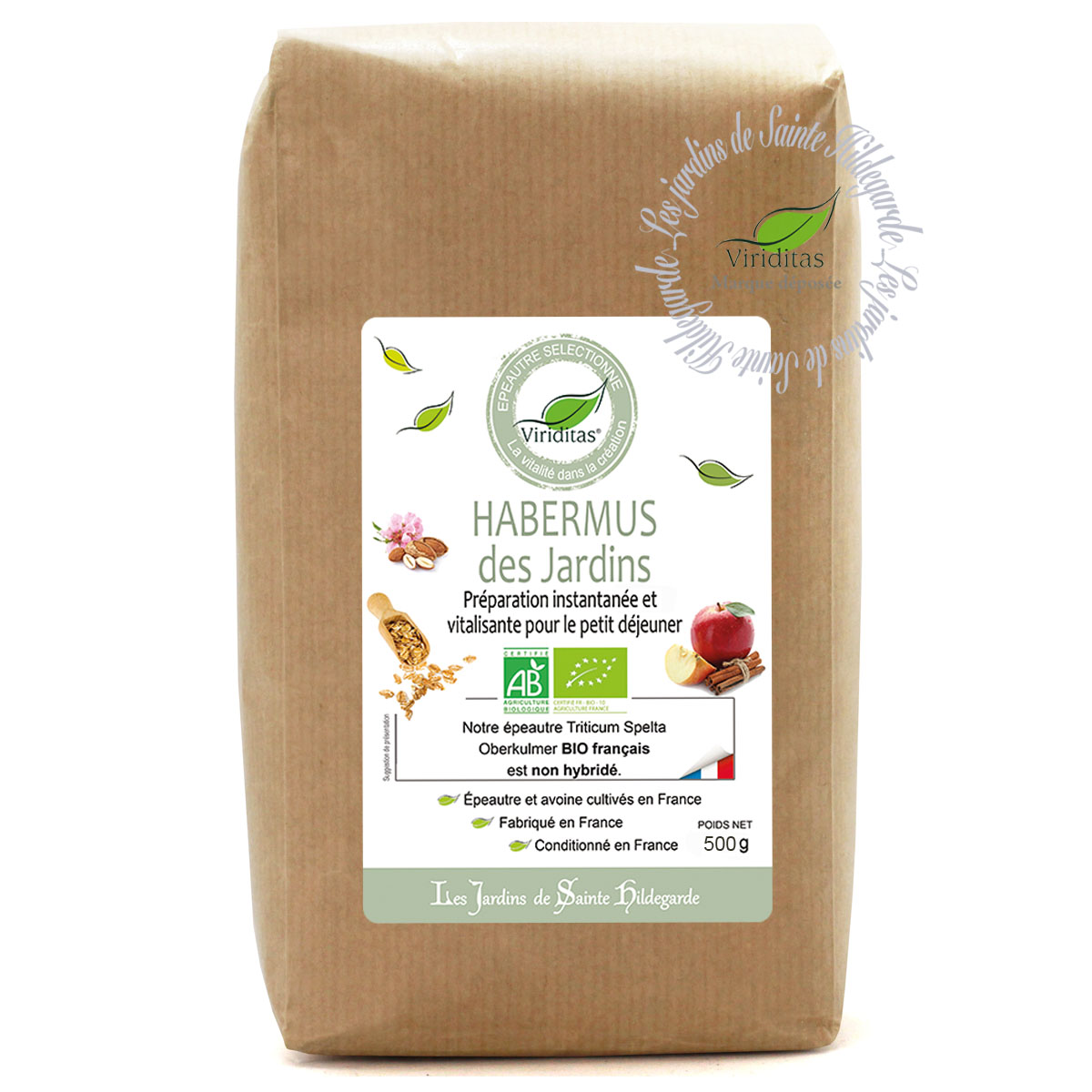 Habermus-des-Jardins-500g Habermus des Jardins, petit déjeuner instantané et vitalisant à base d'épeautre bio Oberkulmer non hybridé - sachet de 500g